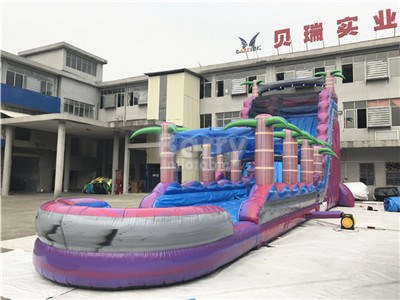 Commercial Grade Purple Inflatable Slip And Slide ,Water Slides For Sale BY-WS-121